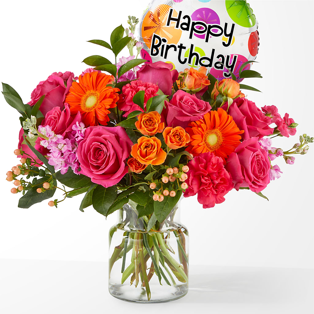 Fiesta Bouquet with Birthday Balloon – Abc Florist, Mullens WV