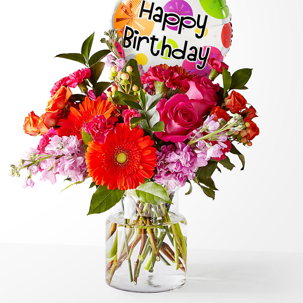 Fiesta Bouquet with Birthday Balloon – Abc Florist, Mullens WV