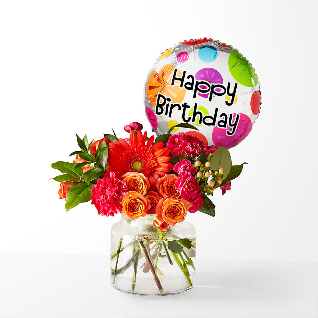 Fiesta Bouquet with Birthday Balloon – Abc Florist, Mullens WV