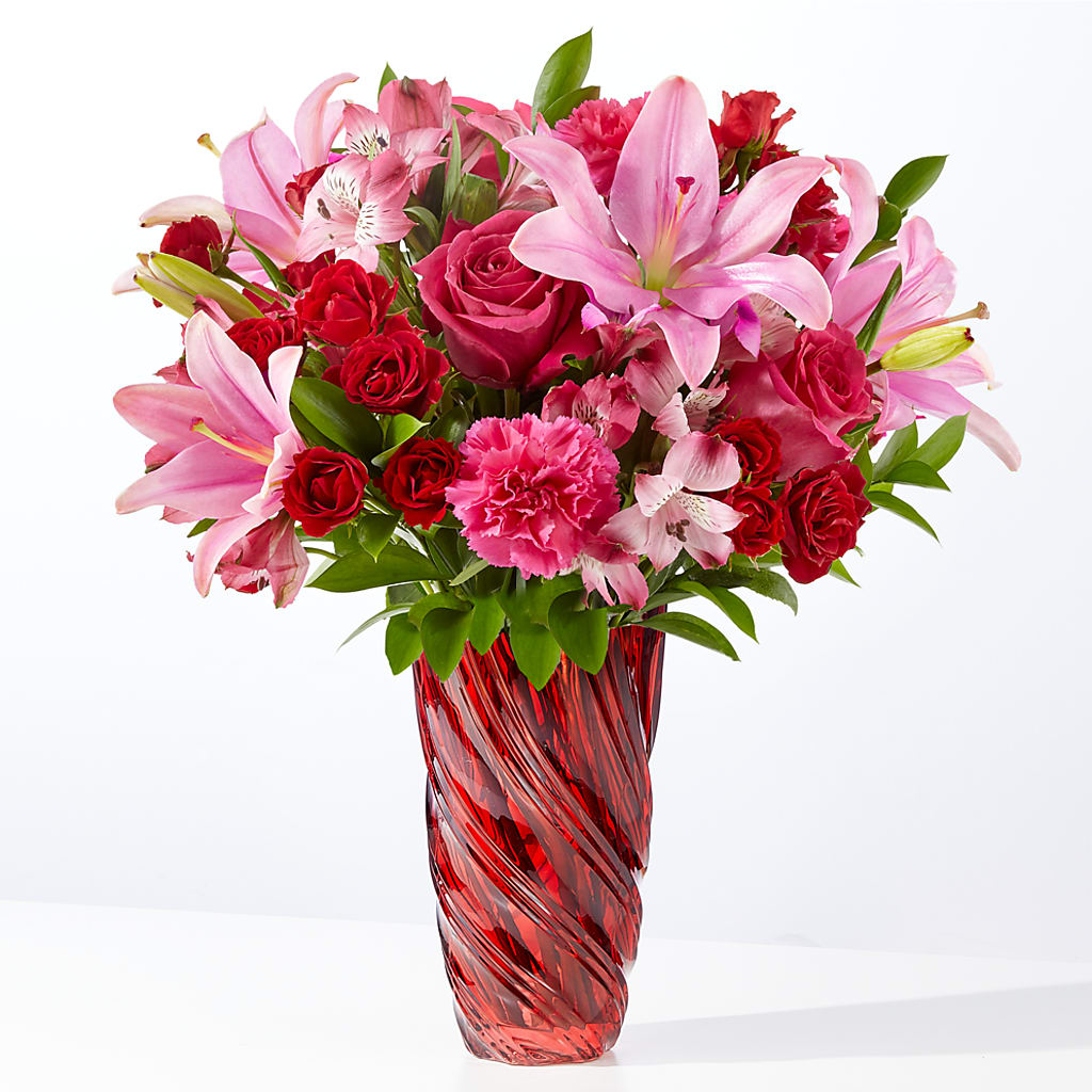 In Love Bouquet with Luxe Swirl Vase – Abc Florist, Mullens WV