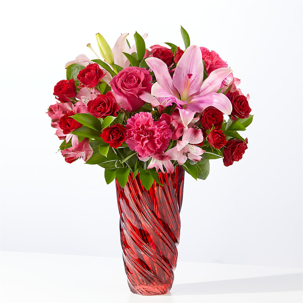 In Love Bouquet with Luxe Swirl Vase – Abc Florist, Mullens WV