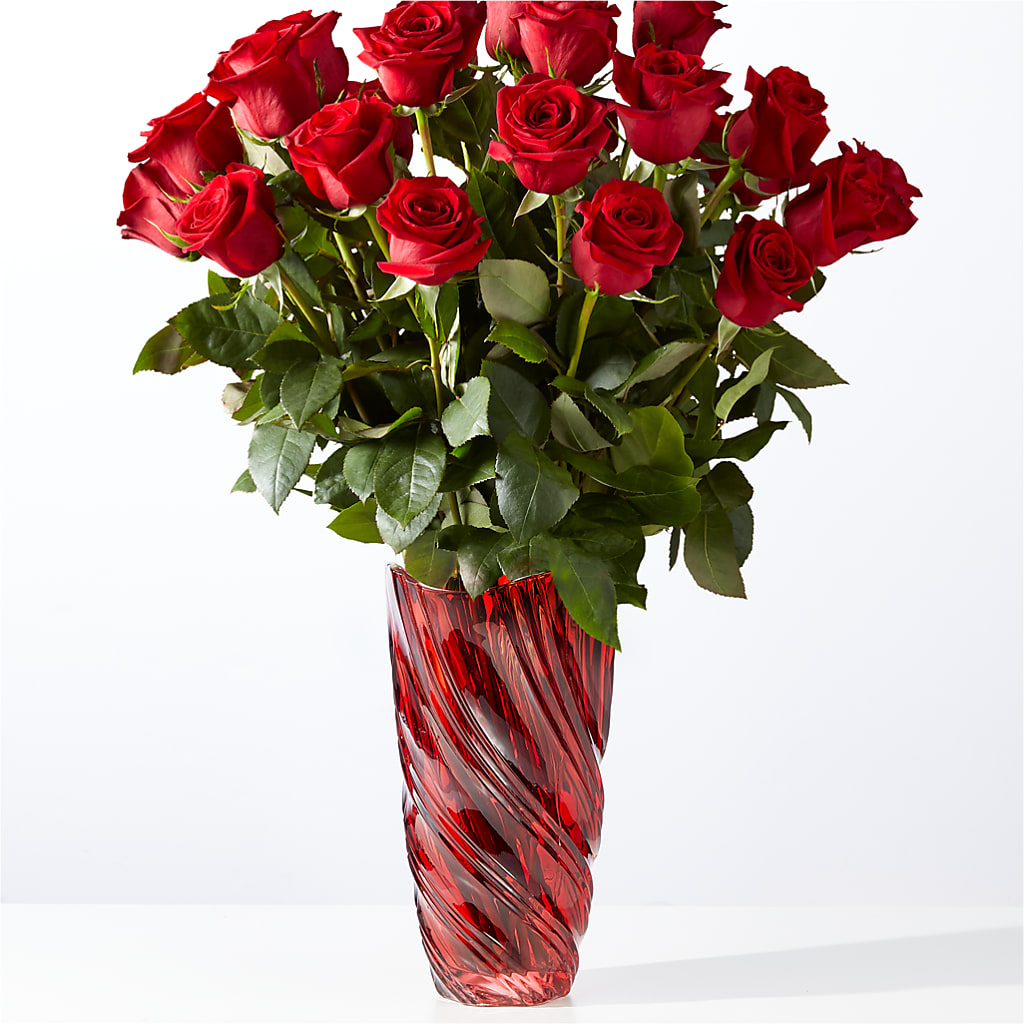 Classic Love Red Rose Bouquet with Luxe Swirl Vase – Abc Florist, Mullens WV