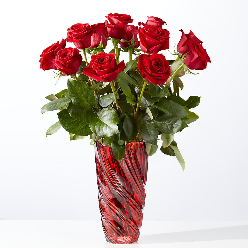 Classic Love Red Rose Bouquet with Luxe Swirl Vase – Abc Florist, Mullens WV