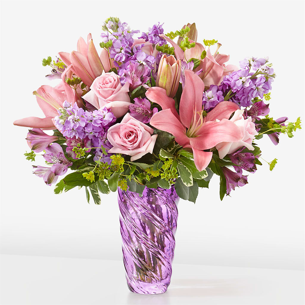 Precious Petals Bouquet with Luxe Swirl Vase – Abc Florist, Mullens WV