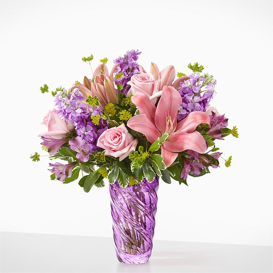 Precious Petals Bouquet with Luxe Swirl Vase –  Abc Florist, Mullens WV